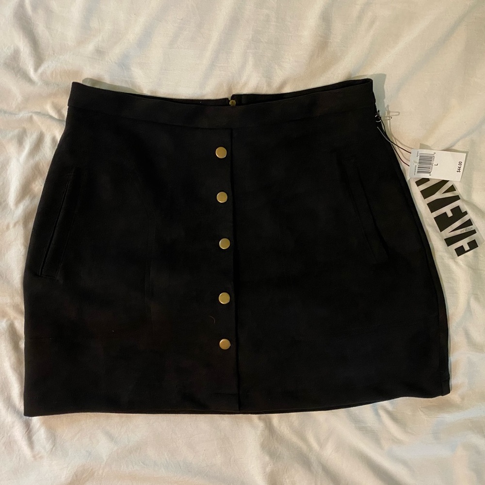 Black Suede Textured Skirt